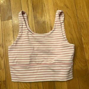 DYI brand Striped Pink and White Crop sports bra